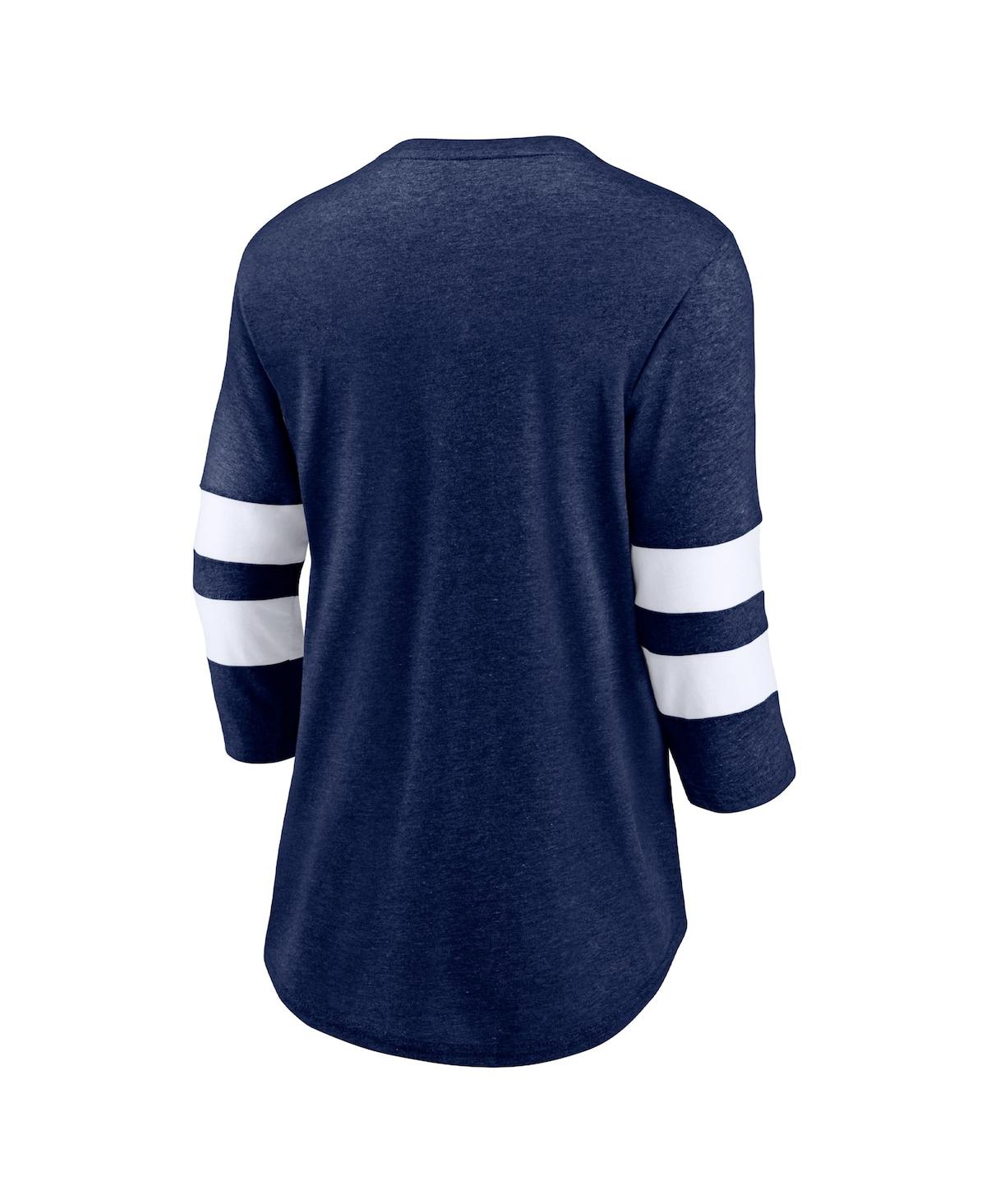 Women's FanaticsSeattle Kraken Line Shift Tri-Blend Three-Quarter Sleeve T-shirt - Heather Deep Sea Blue