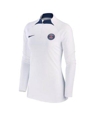 Women's White Paris Saint-Germain Strike Drill Raglan Performance Quarter-Zip Top