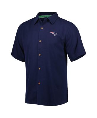 Men's Navy New England Patriots Top of Your Game Camp Button-Up Shirt