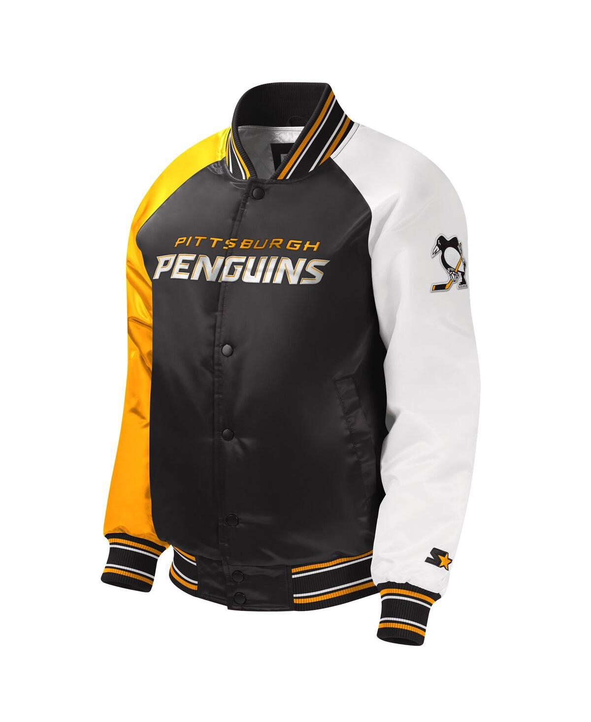 Shop Starter Big Boys, Girls And  Black Pittsburgh Penguins Raglan Full-snap Varsity Jacket