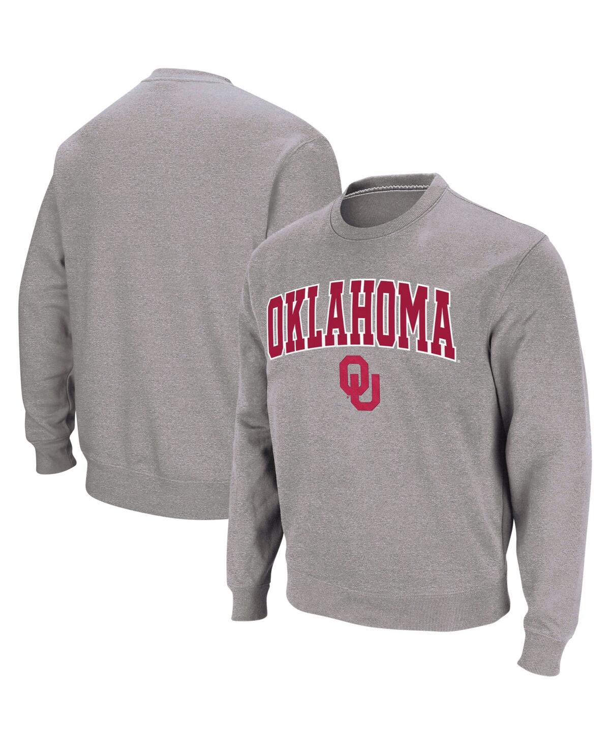 Colosseum Men's Texas Tech Red Raiders Arch And Logo Crew Neck Sweatshirt In Heather Gray