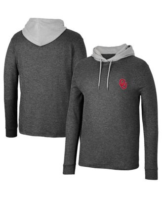 Men's Black Oklahoma Sooners Ballot Waffle-Knit Thermal Long Sleeve Hoodie T-shirt