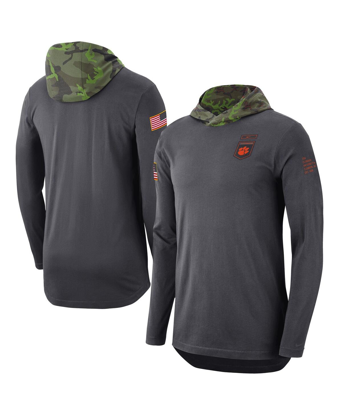 Nike Anthracite Clemson Tigers Military Long Sleeve Hoodie T-shirt In Anthracite