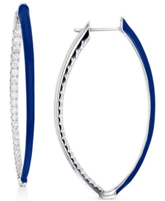 Macy's - Cubic Zirconia & Enamel In & Out Oval Hoop Earrings