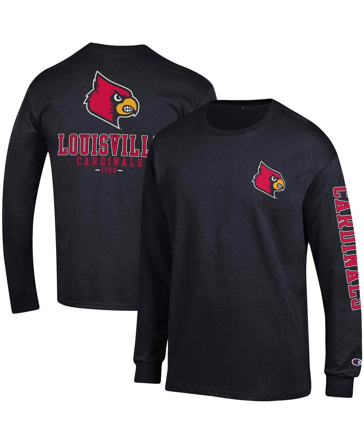 Men's ChampionLouisville Cardinals Team Stack Long Sleeve T-shirt - Black