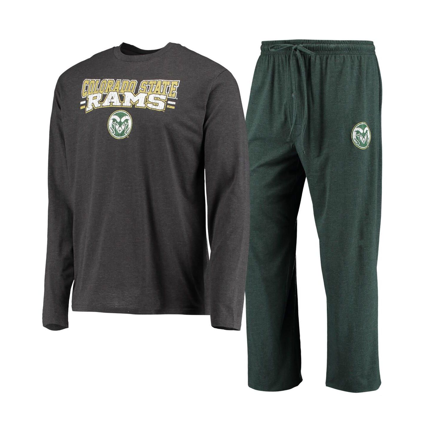 Мужская пижама Concepts Sport Colorado State Rams Meter, Green/Heathered Charcoal — фото 3