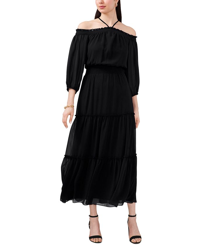 1.STATE Women s Cold Shoulder Smocked Waist Maxi Dress Macy s