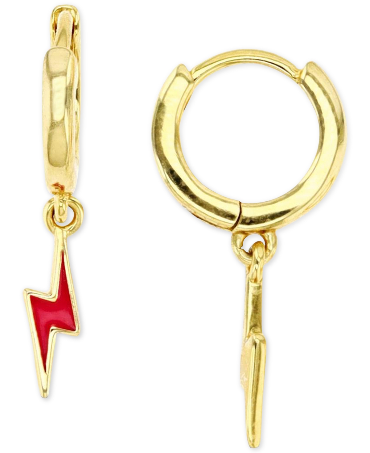 Macy's Lightning Charm Hoop Earrings In Sterling Silver Or 14k Gold Over Sterling Silver