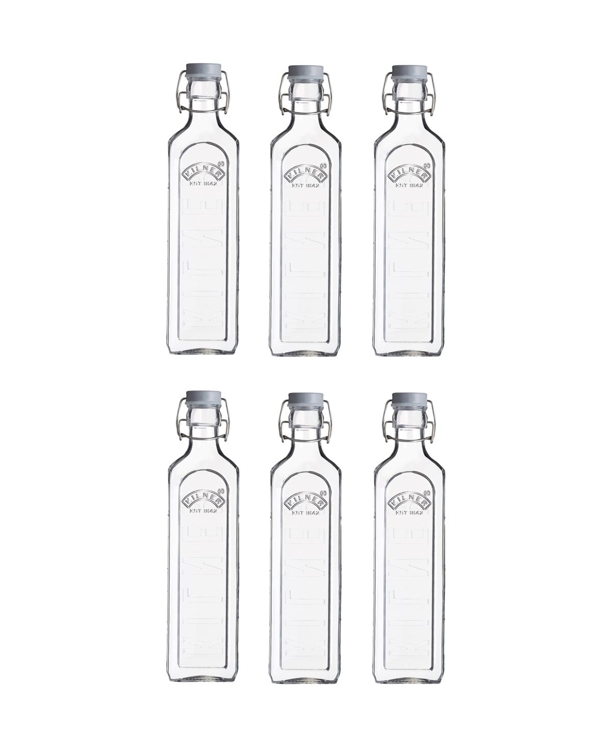 Clip Top Bottle 34 oz, Set of 6 - Clear