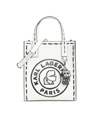 Karl Lagerfeld Paris Nouveau Small Box Crossbody Tote White Perf