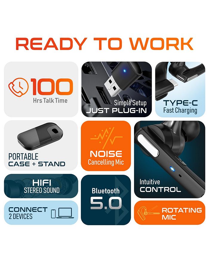 Delton 90X Ultralight Executive Computer Headset w/ Auto Pairing USB Dongle and Charging