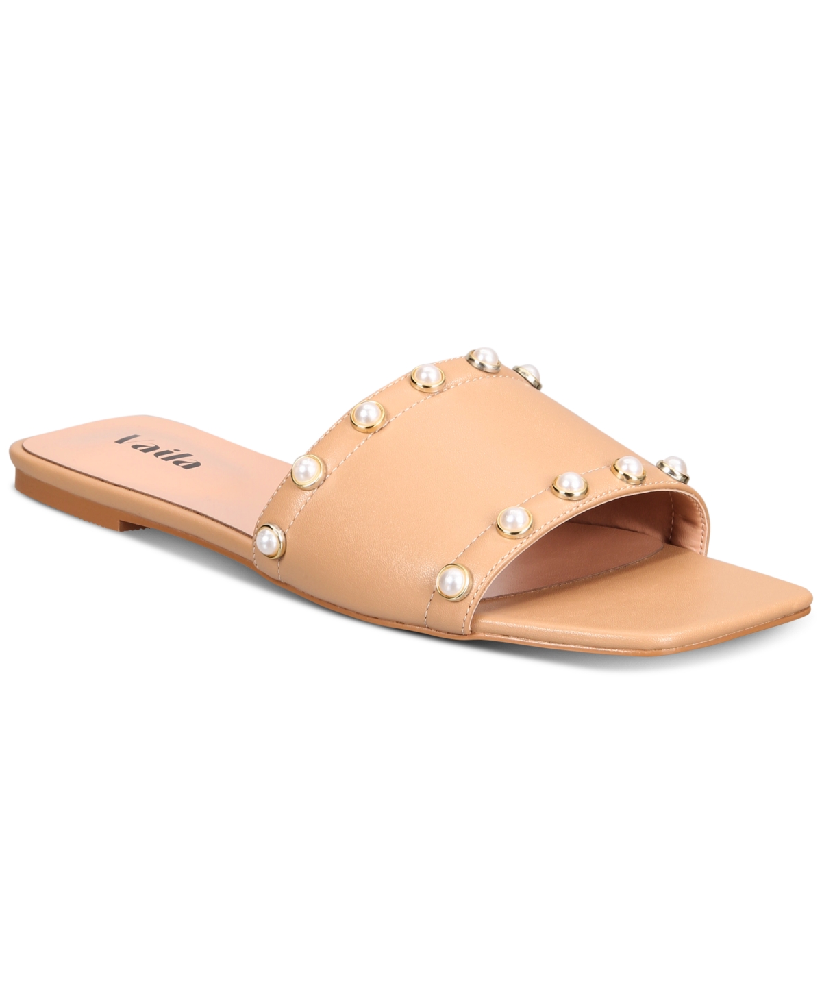 Women's Dana Embellished Slip-On Slide Flat Sandals-Extended sizes 9-14 - Sand