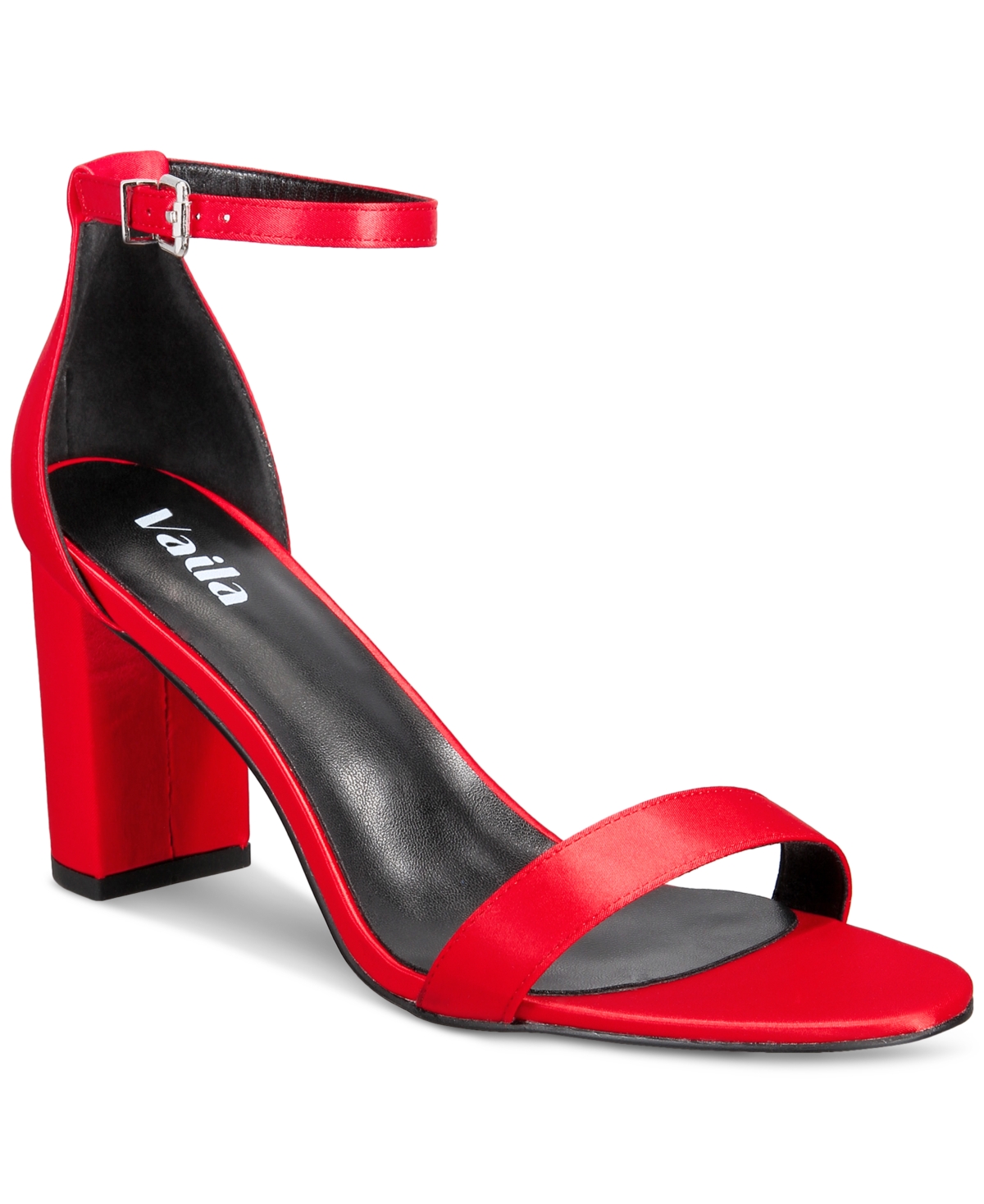 Vaila Shoes Women's Zoe Ankle-strap Block-heel Dress Sandals-extended Sizes 9-14 In Red