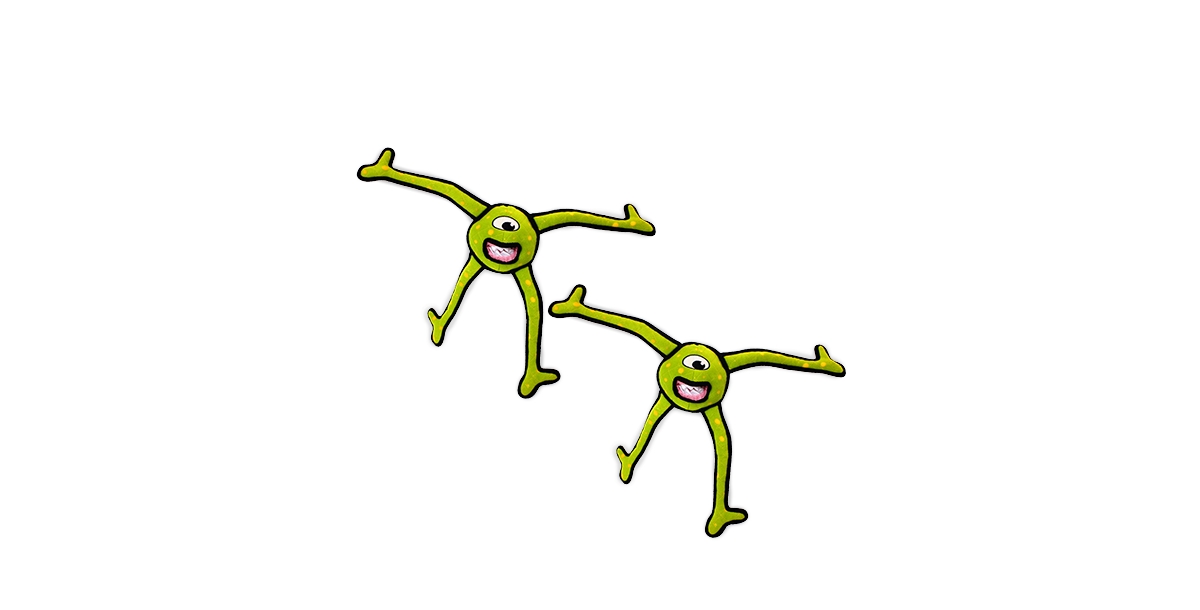 Alien Ball Green Legs, 2-Pack Dog Toys - Bright Green