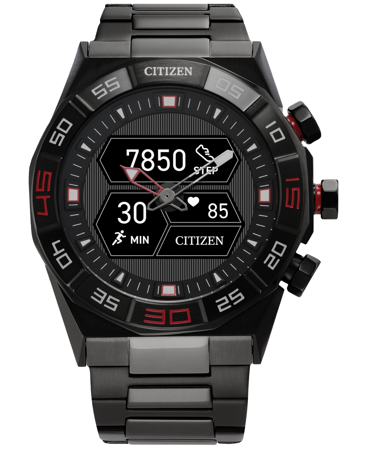 Citizen Men's Cz Smart Hybrid Black-tone Stainless Steel Bracelet Smart Watch 44mm