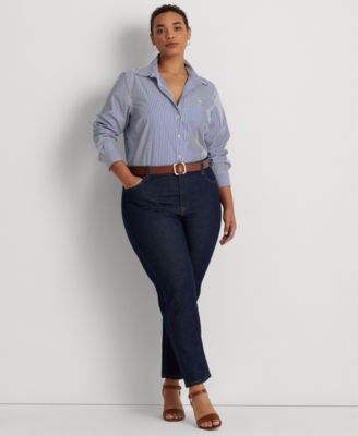 Lauren Ralph Lauren Plus Size Wear To Work Essentials Collection In Dark Rinse Wash
