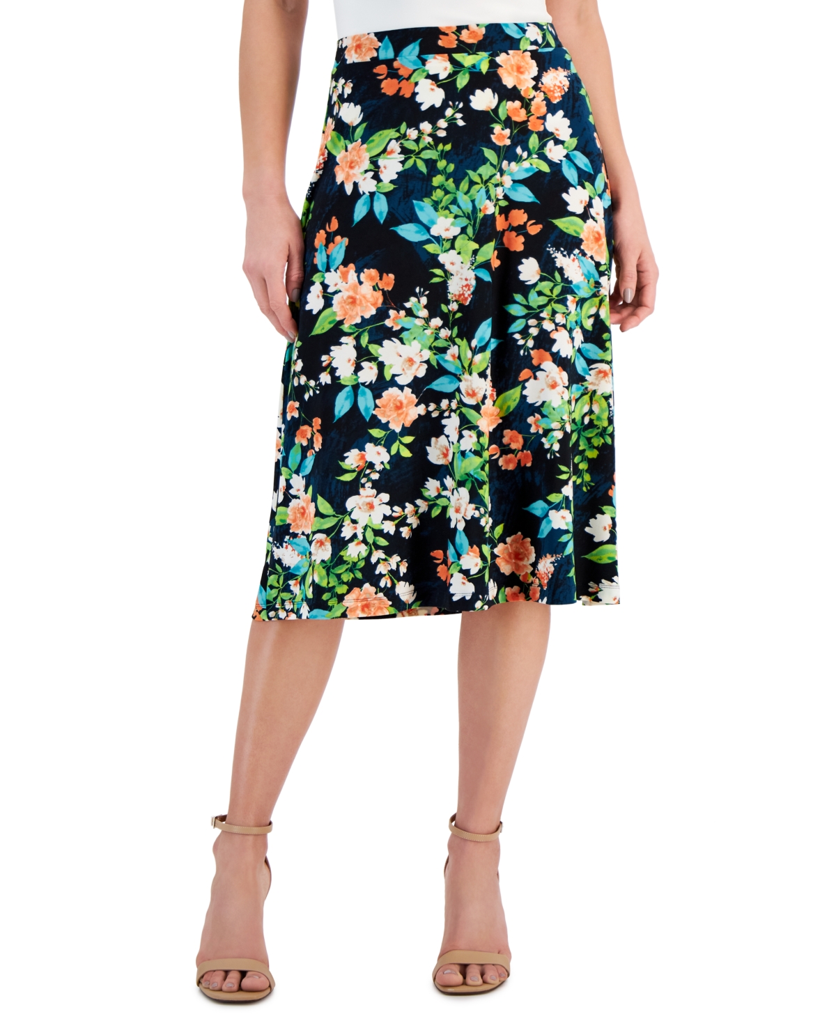Kasper Women's Printed Pull-On Midi Skirt