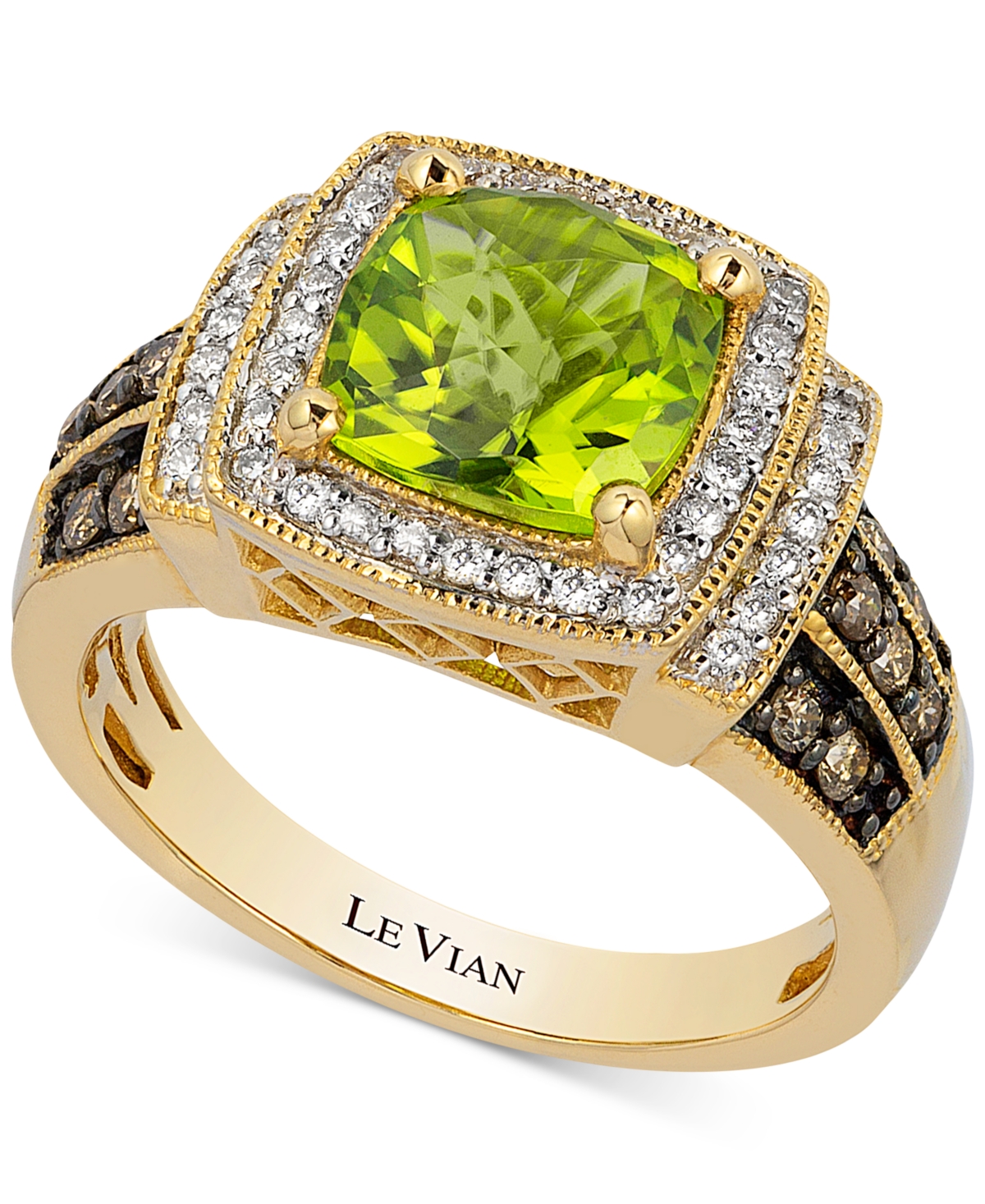Le Vian Green Apple Peridot (2-1/4 ct. t.w.), Chocolate Diamonds (1/4 ct. t.w.) & Vanilla Diamonds (1/5 ct. t.w.) Ring in 14k Yellow Gold