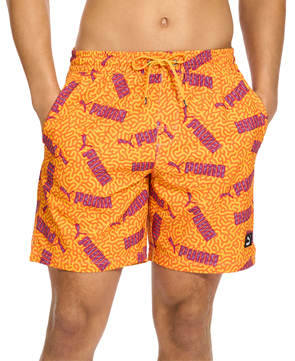 Puma Men's Swim Novelty 7" Swim Trunks In Orange