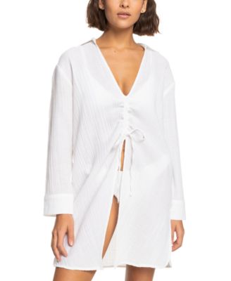 Roxy - Juniors' Sun And Limonade Tie-Front Swim Dress Cover-Up