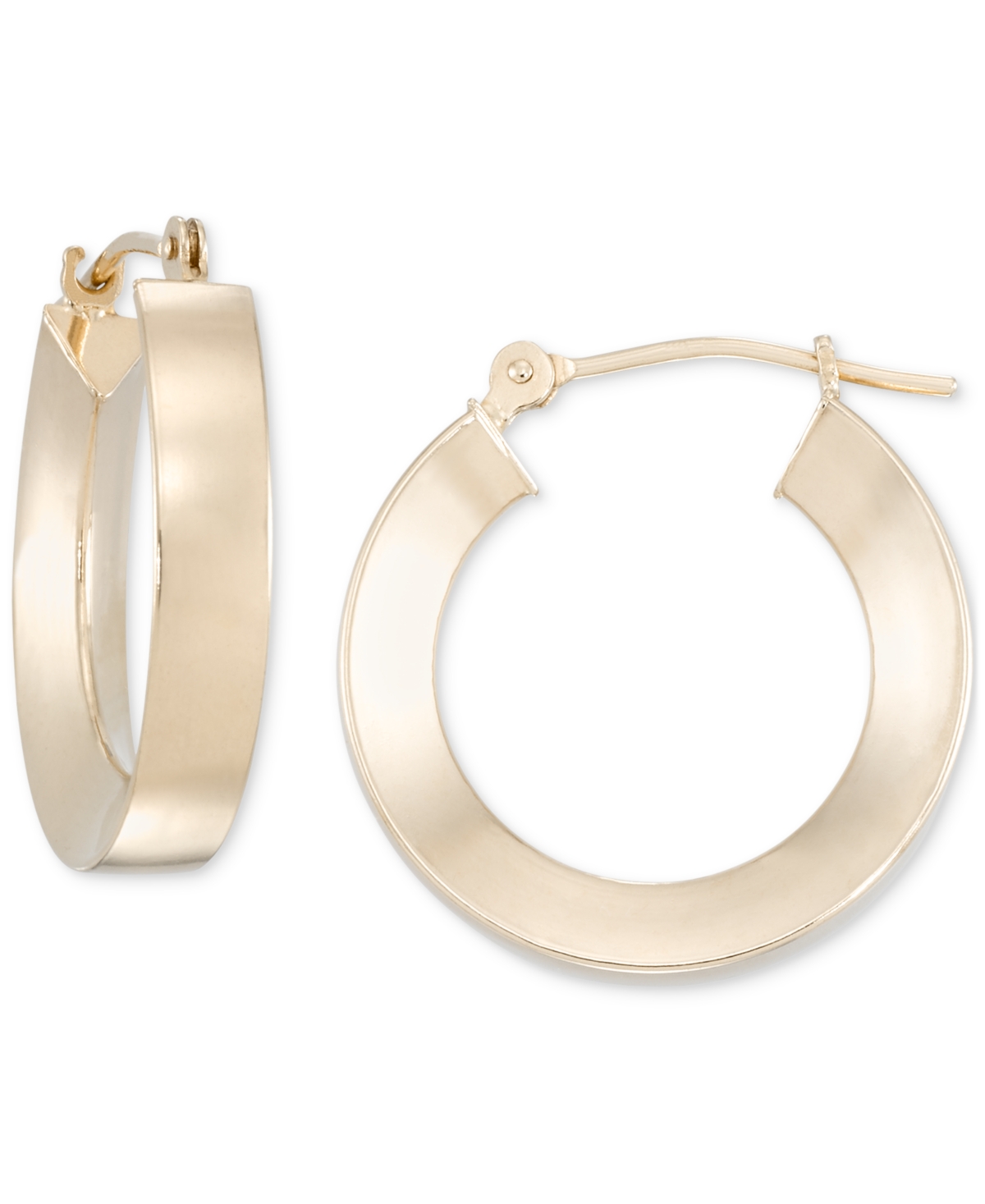 Shop Macy's Polished Round Hoop Earrings In 14k Gold, 1/2" In Yellow Gold