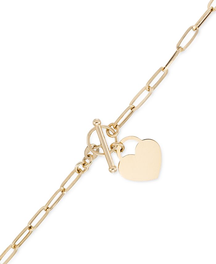 Macy's Polished Heart Link Toggle Necklace in 10k Gold - Macy's