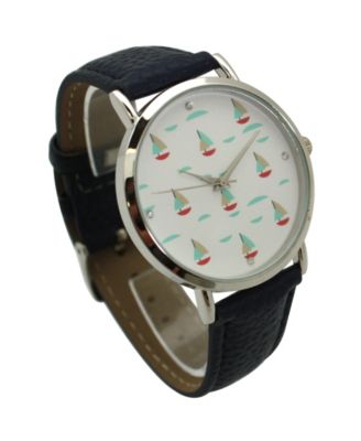 Soft Band Sailing Boats Dial Women Watch