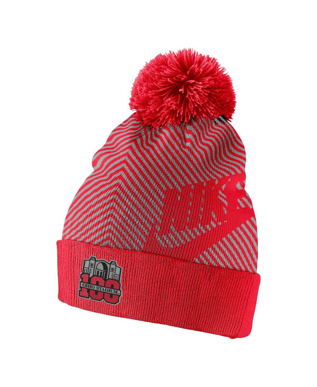 Shop Nike Men's  Scarlet Ohio State Buckeyes 100th Anniversary Ohio Stadium Cuffed Knit Hat With Pom