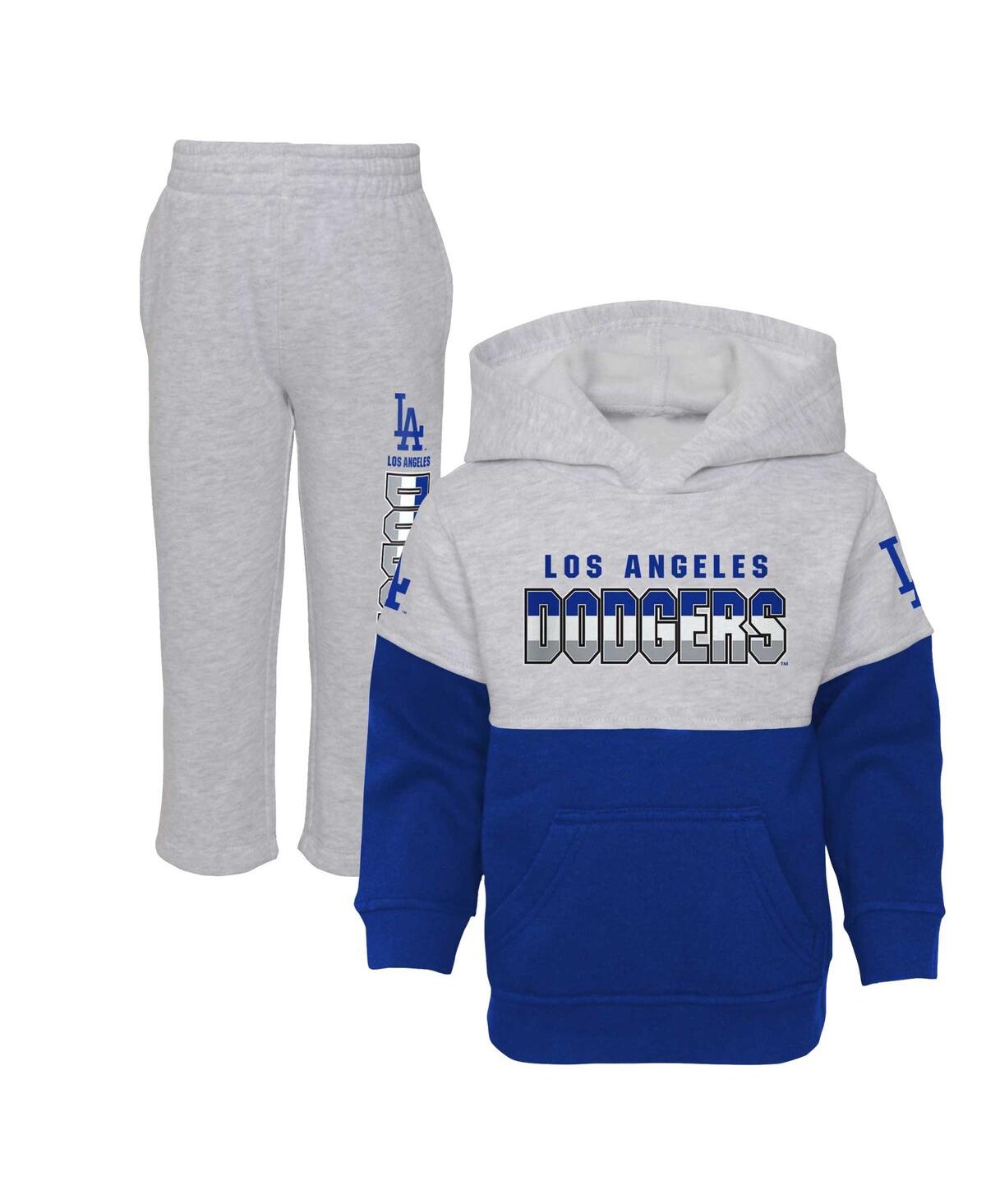 Shop Outerstuff Toddler Boys And Girls Royal, Heather Gray Los Angeles Dodgers Two-piece Playmaker Set In Royal,heather Gray