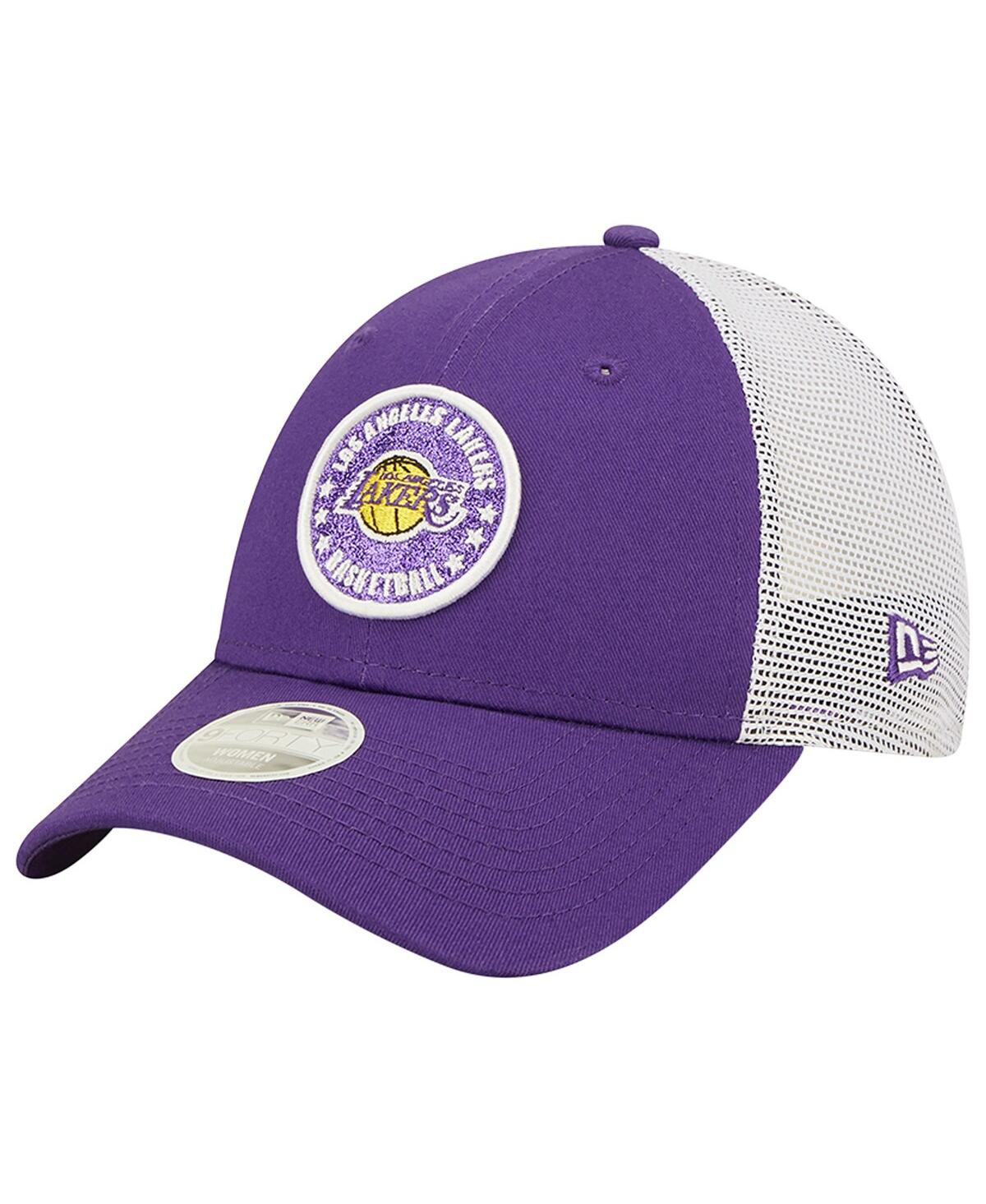 Shop New Era Women's  Purple, White Los Angeles Lakers Glitter Patch 9forty Snapback Hat In Purple,white