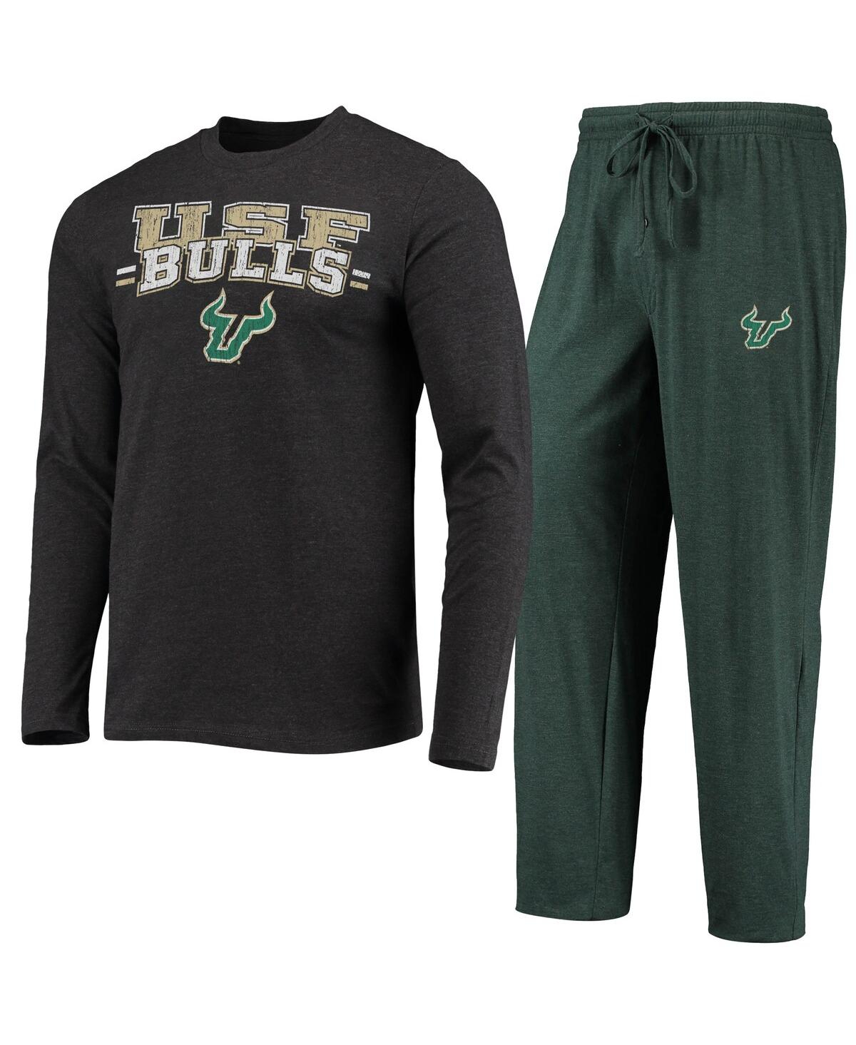 Shop Concepts Sport Men's  Green, Heathered Charcoal South Florida Bulls Meter Long Sleeve T-shirt And Pan In Green,heathered Charcoal