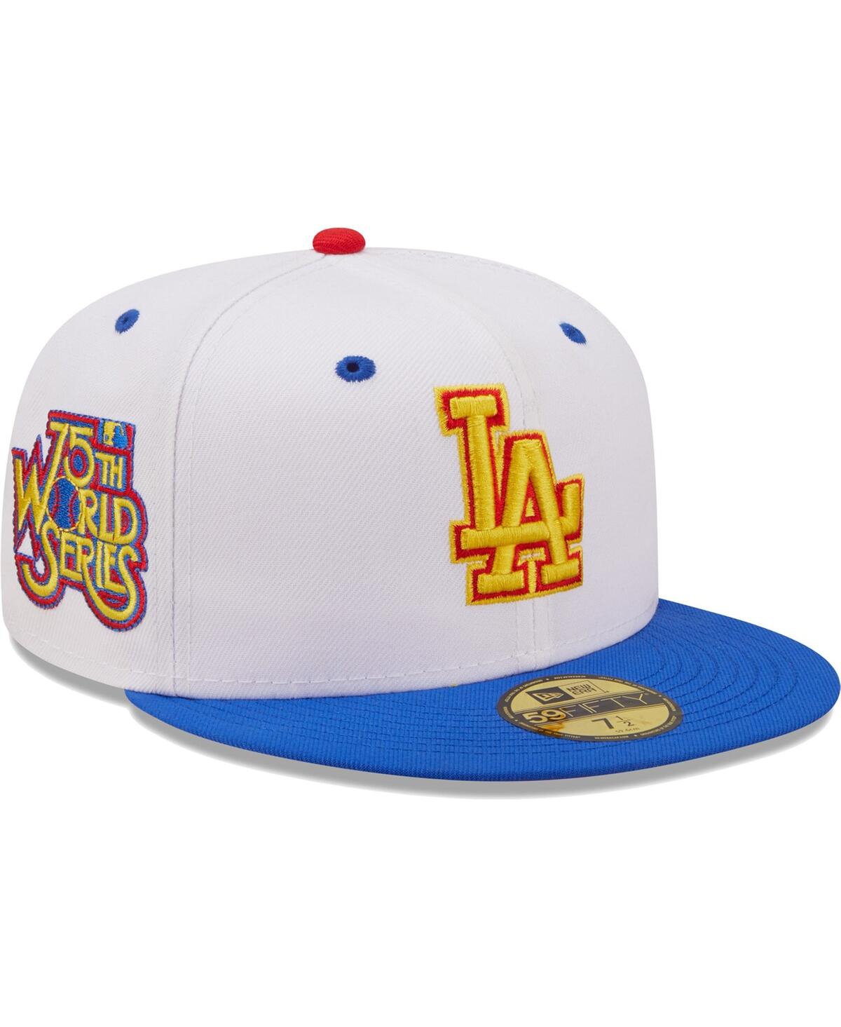 New Era Men's  White, Royal Los Angeles Dodgers 75th World Series Cherry Lolli 59fifty Fitted Hat In White,royal