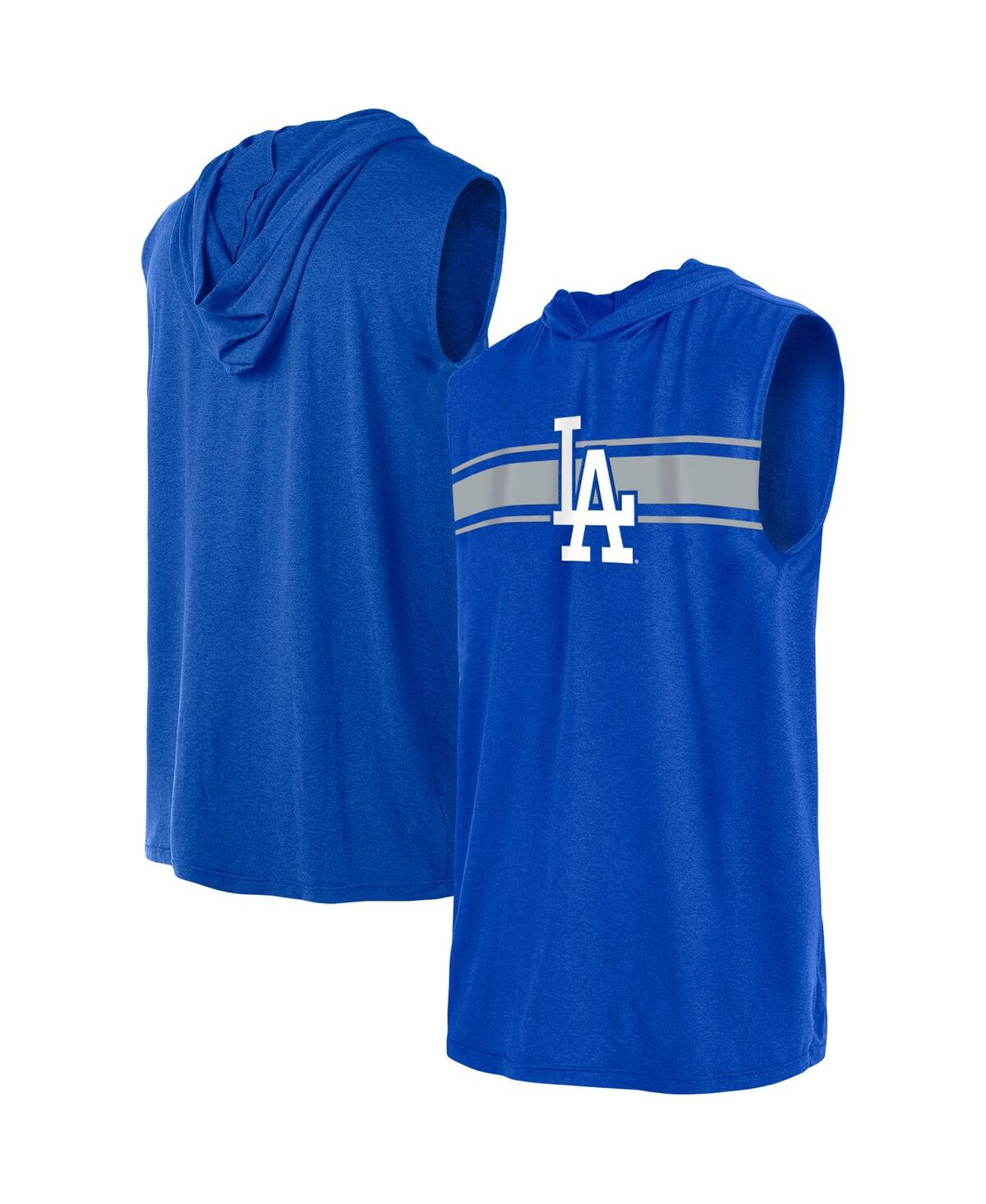 Shop New Era Men's  Royal Los Angeles Dodgers Sleeveless Pullover Hoodie