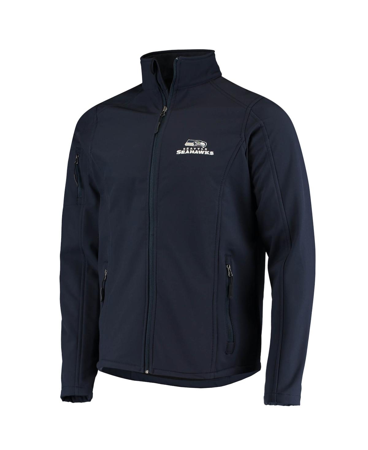 DUNBROOKE MEN'S DUNBROOKE NAVY SEATTLE SEAHAWKS SONOMA SOFTSHELL FULL-ZIP JACKET 