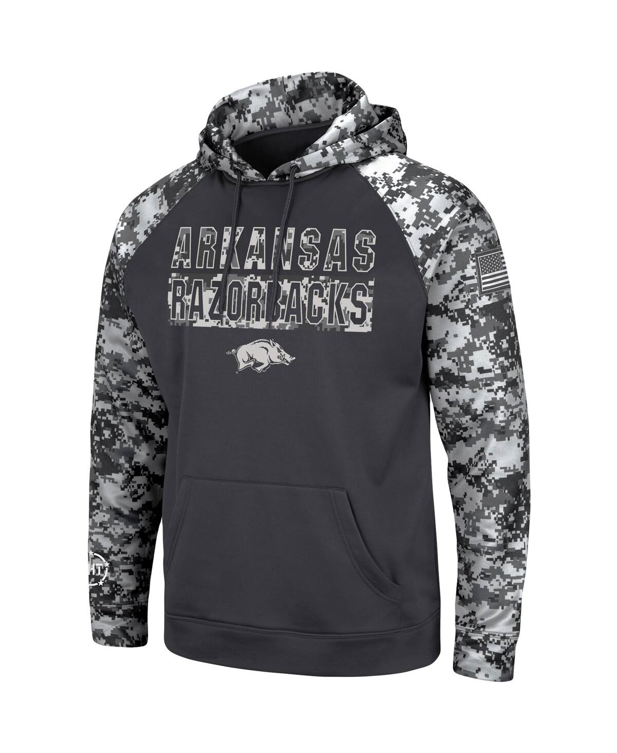 Colosseum Charcoal Arkansas Razorbacks Oht Military Appreciation Digital Camo Pullover Hoodie In Charcoal