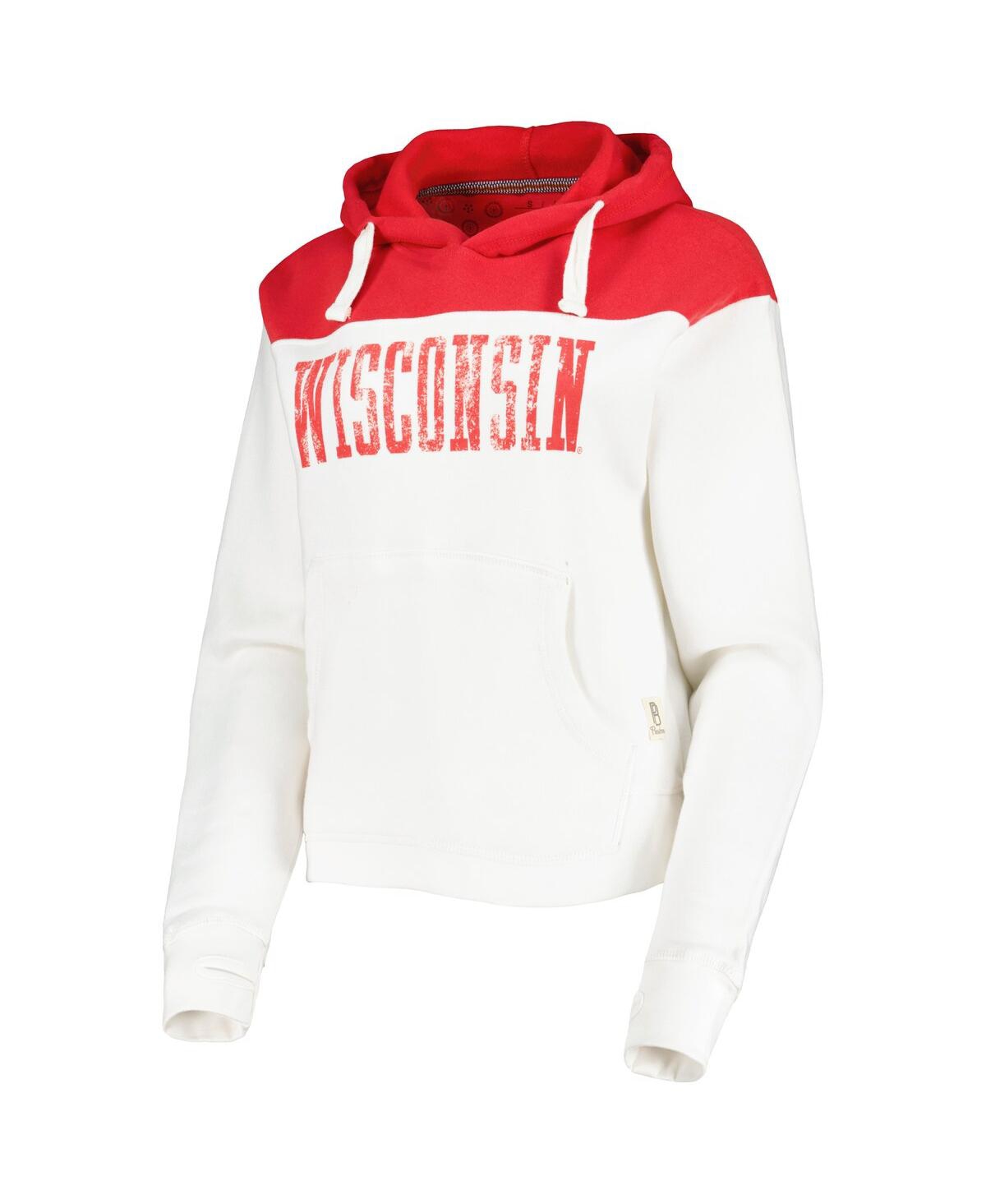 Shop Pressbox Women's  White, Red Wisconsin Badgers Chicago 2-hit Yoke Pullover Hoodie In White,red