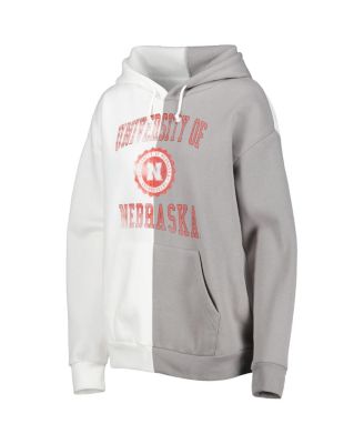 Women's Gray, White Nebraska Huskers Split Pullover Hoodie