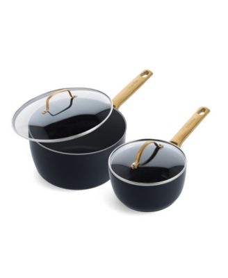 Reserve Ceramic Nonstick 5-Piece Cookware Set, Black with Gold-Tone H