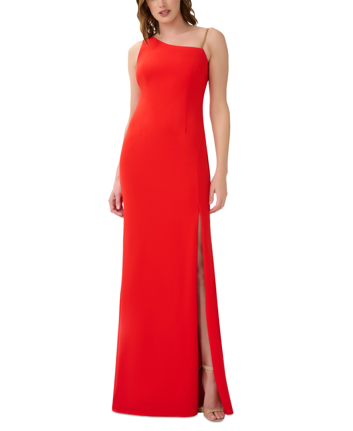 Aidan by Aidan Mattox Women's Chain-Strap High-Slit Gown