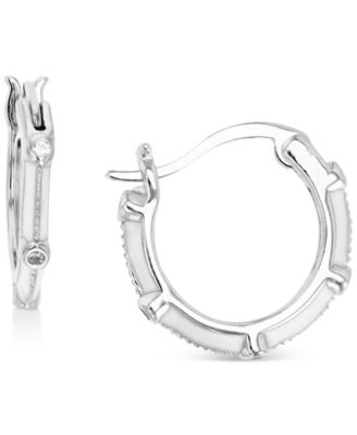Cubic Zirconia & Enamel Small Hoop Earrings, 0.55"