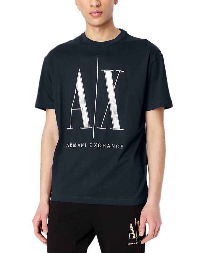 A|X Armani Exchange Men's Metallic Iconic Logo Short-Sleeve Crewneck T ...