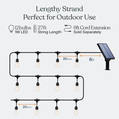 Ambience Pro 27 ft. Outdoor Solar LED String lights with Remote