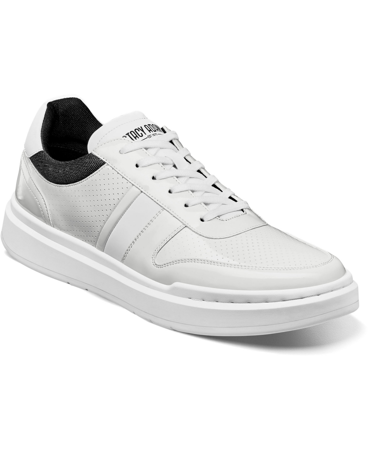 Stacy Adams Men's Cashton Moc Toe Lace Up Sneakers In White Patent