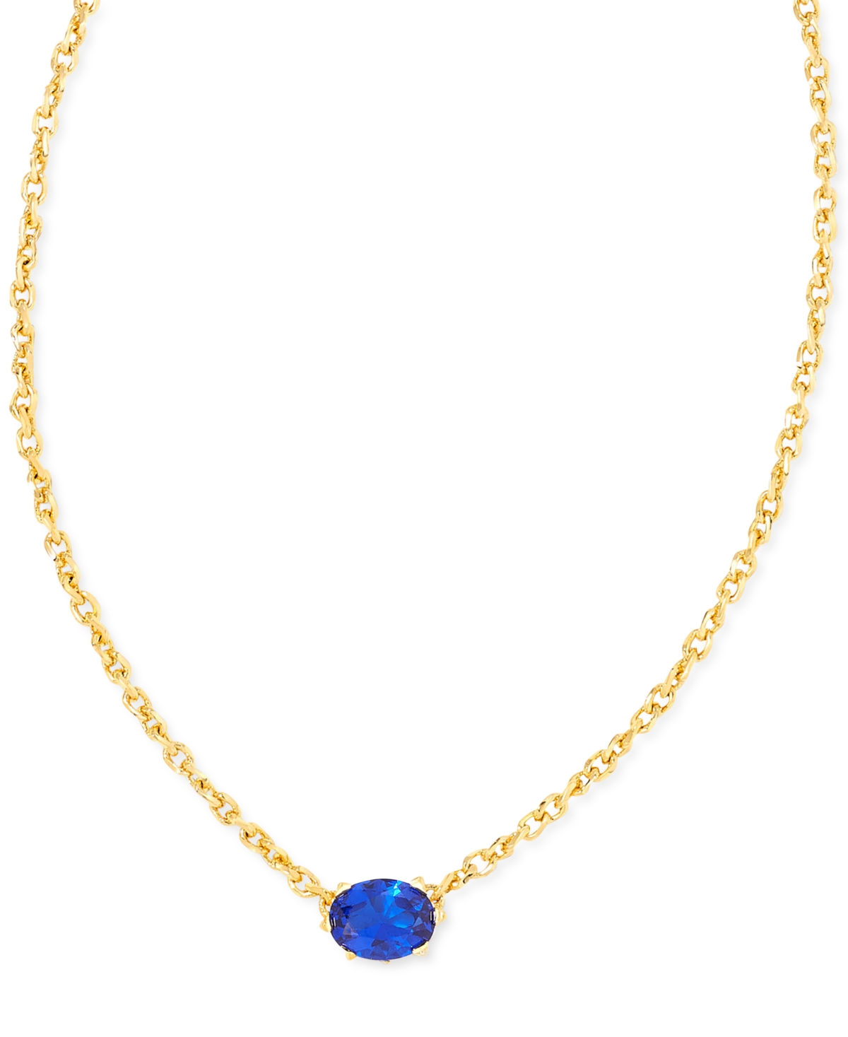 Single Stone 16" Adjustable Pendant Necklace - Blue Crystal