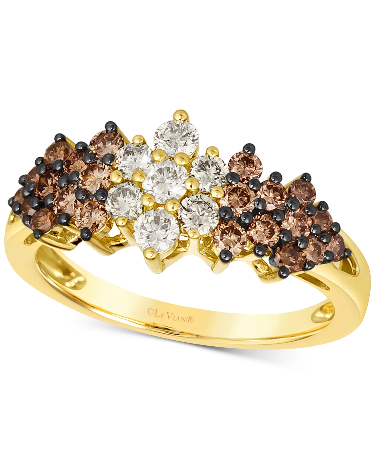 Le Vian Chocolate Ombre Diamond Cluster Ring (1 Ct. T.w.) In 14k Rose Gold, White Gold Or Yellow Gold In K Yellow Gold Ring