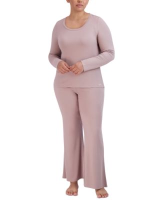 Steve Madden Damen Ribbed Long-sleeve Schlaf-T-Shirt – Bequemes Nachthemd Aus Viskose/Spandex