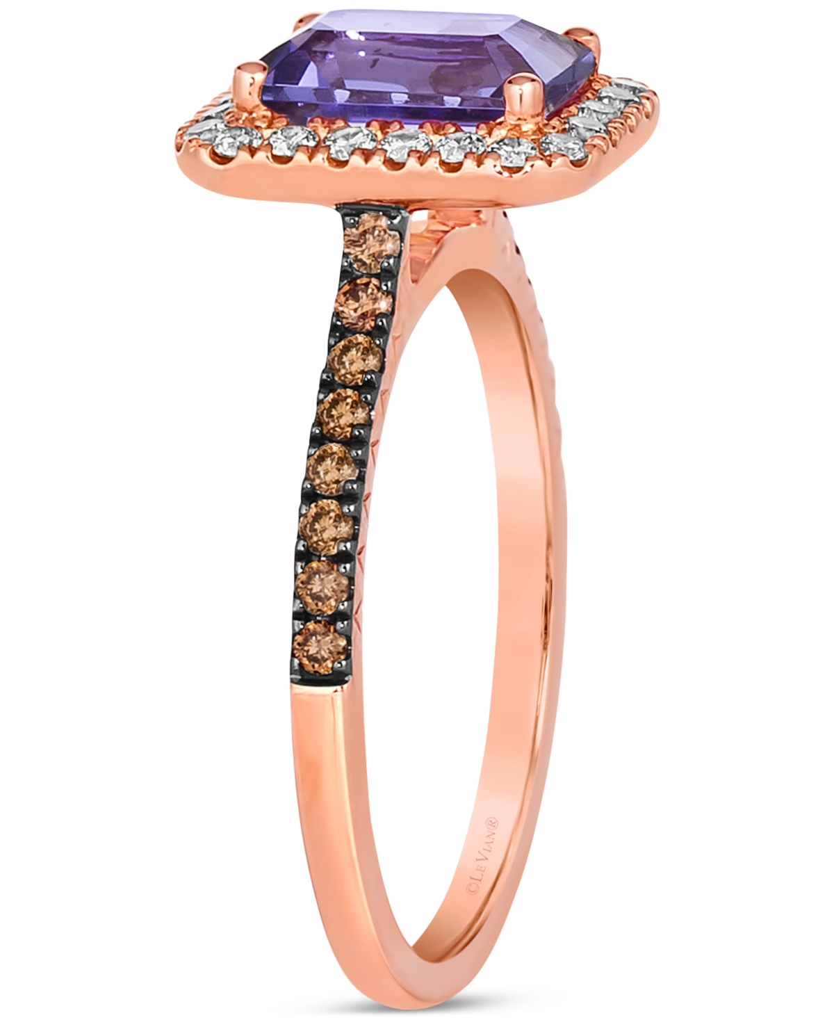 Le Vian Deep Sea Blue Topaz (1-5/8 ct. t.w.) & Diamond (3/8 ct. t.w.) Halo Ring in 14k Rose Gold (Also & Citrine) - Amethyst