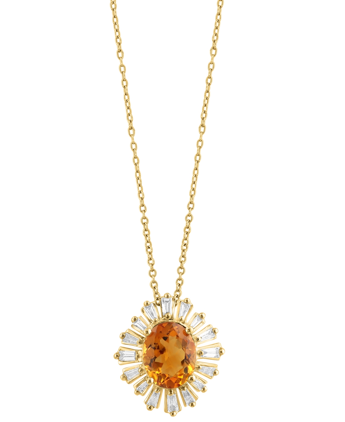 Effy Collection Effy Citrine (2 Ct. T.w.) & Diamond (3/8 Ct. T.w.) 18" Pendant Necklace In 14k Gold