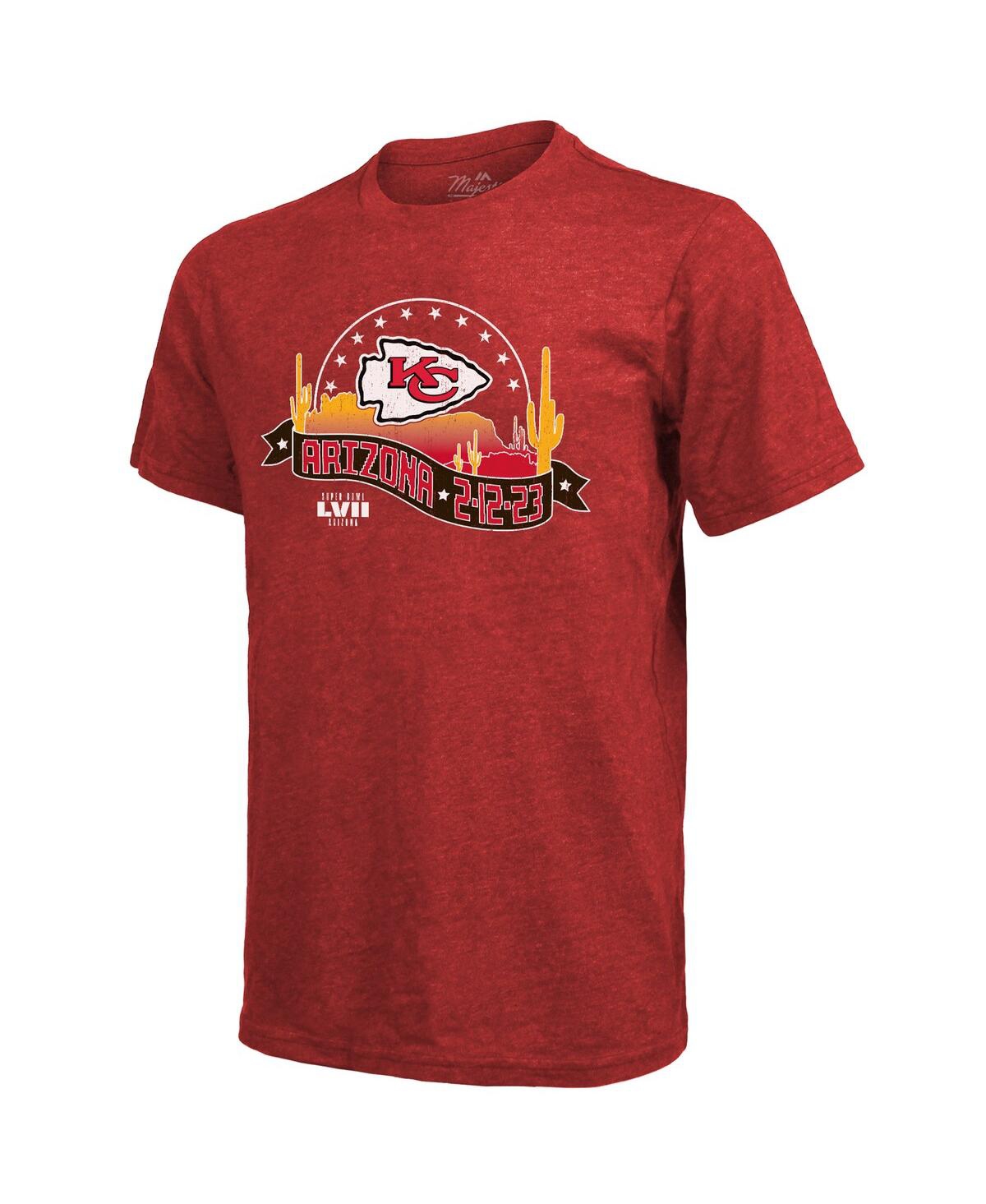 Shop Majestic Men's  Threads Red Kansas City Chiefs Super Bowl Lvii Tri-blend Desert T-shirt