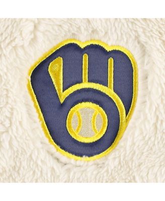 Women's Oatmeal, Navy Milwaukee Brewers Shuffle It Raglan Full-Zip Hoodie